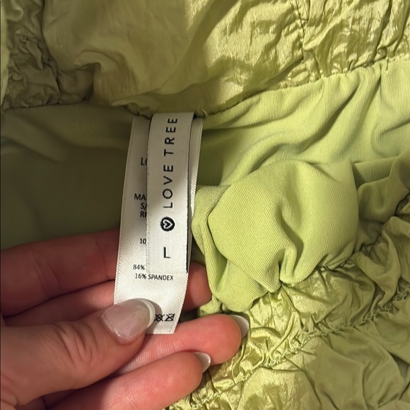 Love Tree High Waist Light Green Ruffled Shorts - Picture 2 of 3